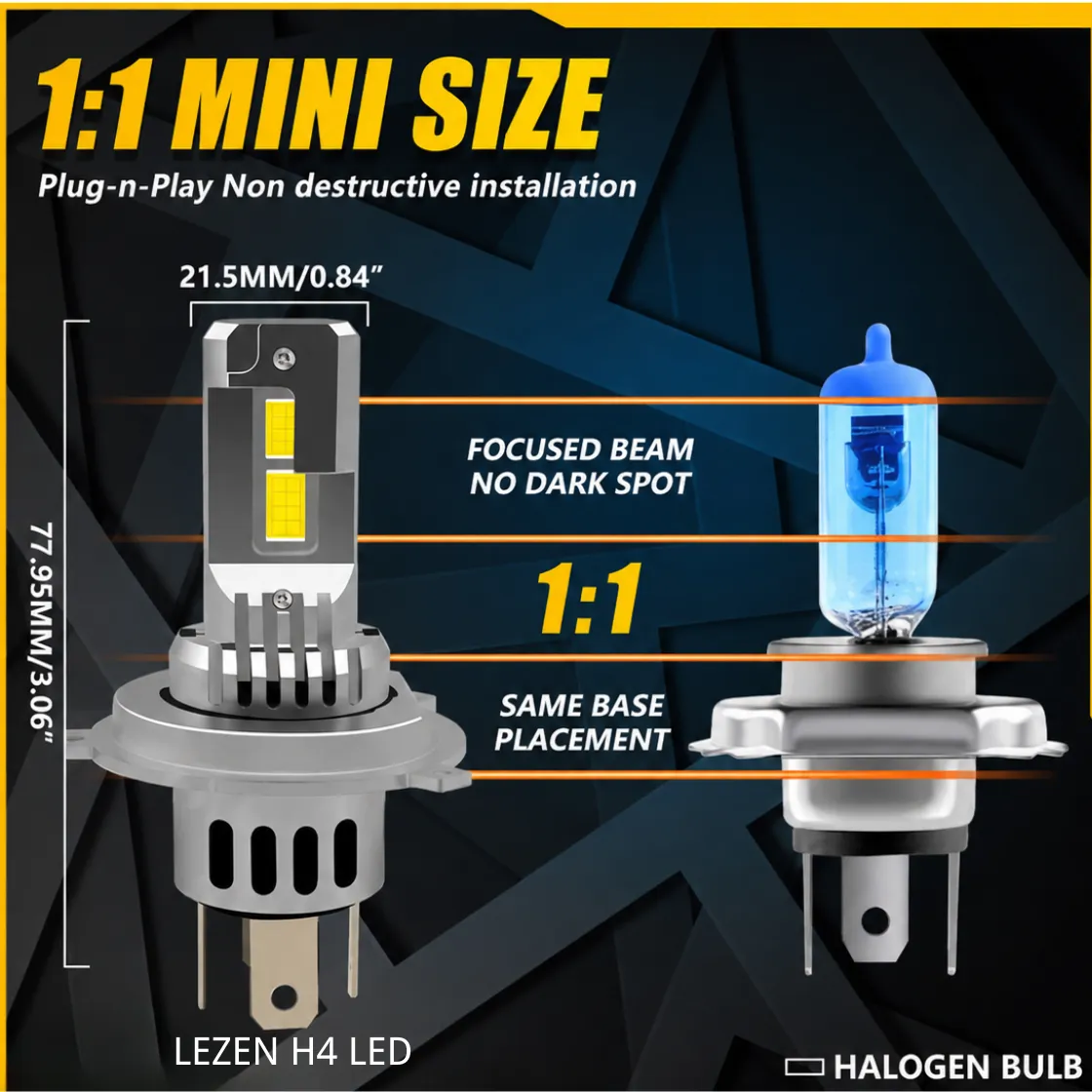 H4 Halogen vs LED Filament Position